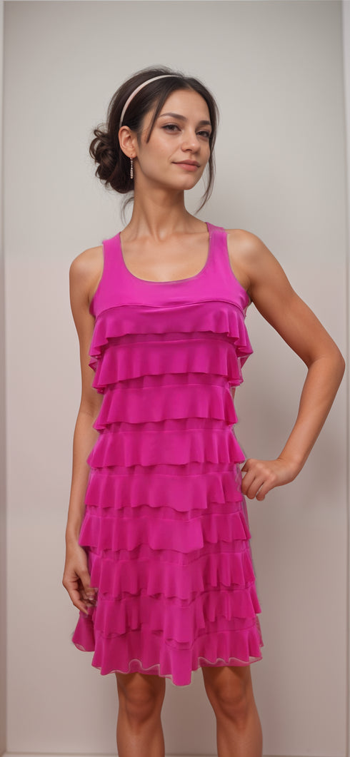 CHACHA Ruffle Sleeveless Knee Length Dress - D760